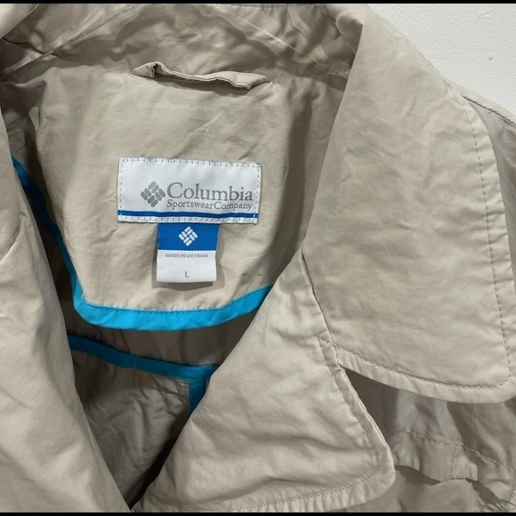 Columbia Omni-Shield Zip Snap Closure Lightweight Overcoat Jacket Size L Tan - Picture 6 of 8